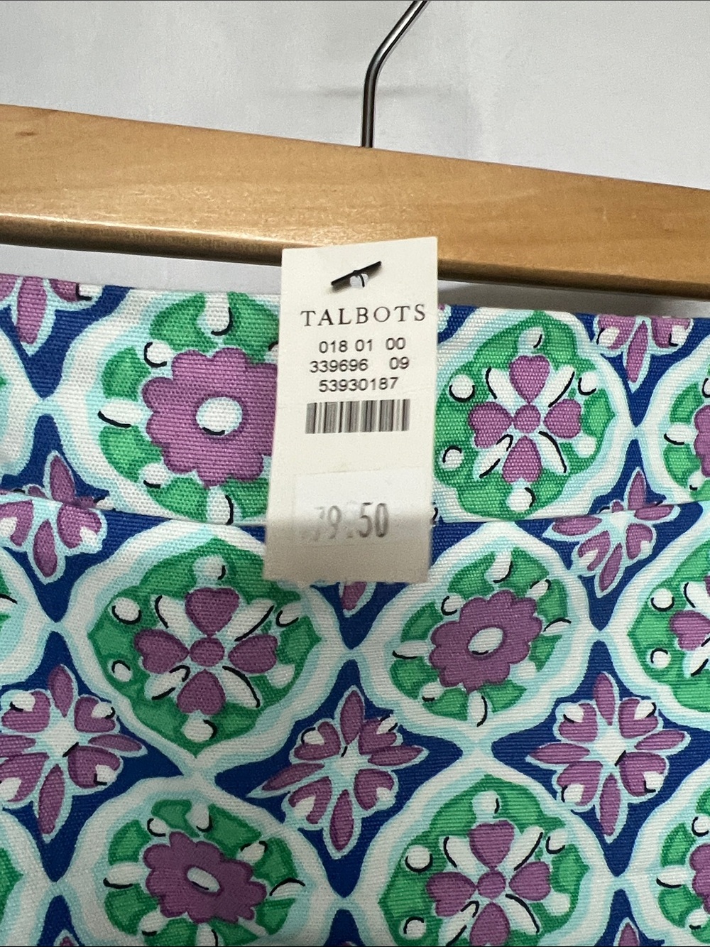 Talbots Blue, Green & Purple Floral Geometric Mini Lining Skirt Size 6 - Picture 3 of 11